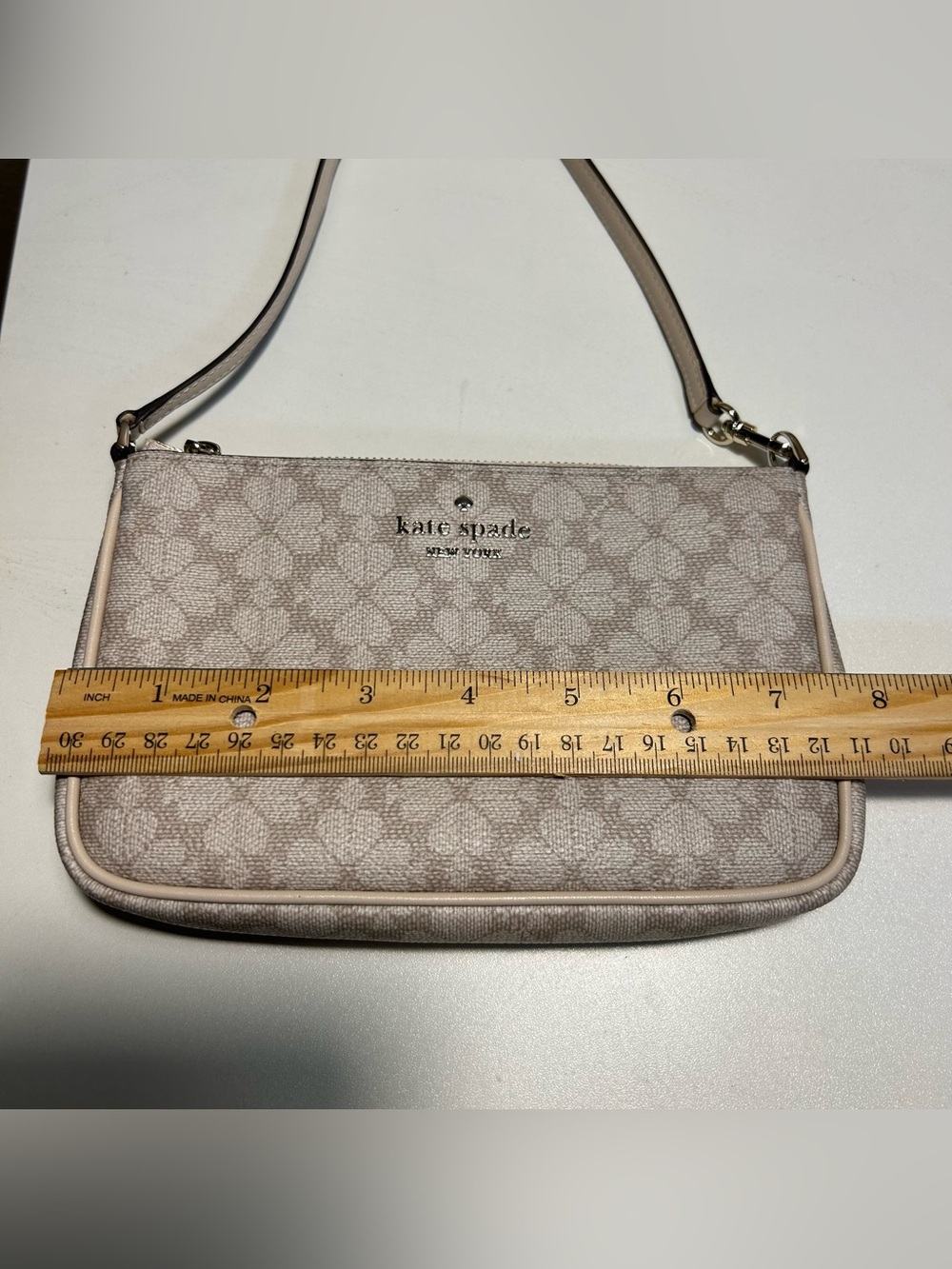 Kate Spade Neutral Floral convertible Wristlet Clutch coated canvas - Picture 7 of 8